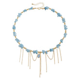 Fashion Blue Beads Simple Trendy Necklaces for Girls Sweet Cute Luxury Jewellry for Women Ladies Accessories Chinese Supplier
