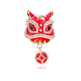 Fashion Animals Chinese Lion Dance Brooches for Girls Trendy Vintage Retro Pins Jewelry for Women Ladies Accessories Wholesale