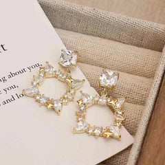Glitter Stunning Luxury Art Deco Glamorous Drop Earrings for Girls Elegant Rhinestone Sweet Jewelry for Women Ladies Accessories