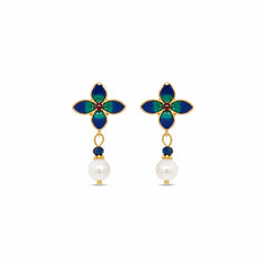 Female Square Shape Green Pink S925 Silver Freshwater Pearl Drop Earring Elegant Trendy Charms Factory Price in Stock Jewelry