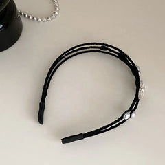 Women Hot Sale Solid Color Rhinestone Imitation Pearl Slim Hairband Fashion Chic Elegant Customized in Stock Headband Accessory