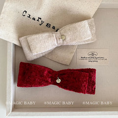 Solid Color Classic Bowknot Hair Clips for Baby Girls Cute Kawaii Velvet Alligators for Kids Children Hair Accessories in Stock