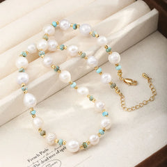 Fashion Freshwater Pearl Natural Turquoise Copper Necklaces for Girls Elegant Jewelry for Women Ladies Wholesale China Factory