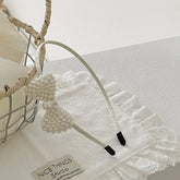 Solid Color White Imitation Pearl Bowknot Head Band for Baby Girls Elegant Princess Style Hair Band for Kids Hair Accessories