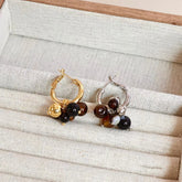 Fashion Sweet Beads Glamorous Charms Hoop Earrings for Girls Elegant Chic Art Deco Insta Jewelry for Women Ladies Accessories