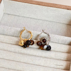 Fashion Sweet Beads Glamorous Charms Hoop Earrings for Girls Elegant Chic Art Deco Insta Jewelry for Women Ladies Accessories