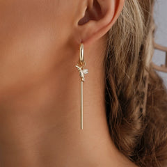 Fashion Bird Animals Sweet Rhinestone Simple Drop Earring for Girls Elegant Glamorous Fine Jewelry for Women Ladies Accessories