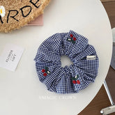 Stylish Plaid Cherry Scrunchies for Girls Elegant Minimalistic Casual Hair Ties for Women Ladies High Elastic Hair Accessories