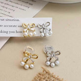 Women Bow Imitation Pearl Decorative Mini Clip-on Earring Charms Trendy Fashion Dainty Wholesale Jewelry Accessories for Daily