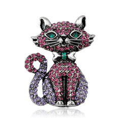 Fashion Glitter Rhinestone Sparking Cats Animals Brooches Puppy Sweet Elegant Pins Jewelry for Women Ladies Accessories Hot Sale