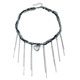 Fashion Heart Shaped Tassel Trendy Necklaces for Girls Trendy Sweet Dainty Glamorous Jewellry for Women Ladies Accessories