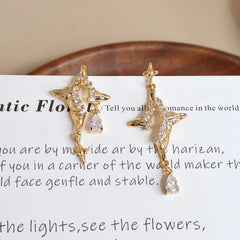 Sweet Bowknot Dainty Luxury Butterfly Golden Drop Earrings for Girls Elegant Jewelry for Women Ladies Accessories Wholesale