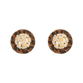 Retro Geometric Round Earrings Leopard Print Set with Zircon Stud Earrings Fashionable Elegant Luxury High-End Ear Jewelry Women