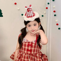 2025 Christmas Hair Clips for Baby Girls Plaid Bowknot Fluffy Alligators for Kids Children Hair Accessories Chinese Supplier