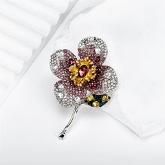 Fashion New Style Glitter Sparking Flowers Brooches for Girls Sweet Elegant Floral Pins Jewelry for Women Ladies Accessories