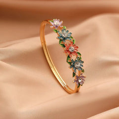 Vintage Floral Flower Art Deco Bangles for Girls Dainty Luxurious Jewelry for Women Ladies Accessories Chinese Suppliers Latest