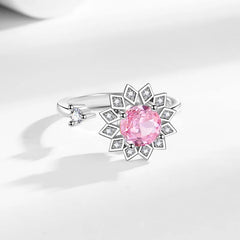 Hot Selling Stress-relieving Rotating Ring Women's Sunflower Zircon-encrusted Adjustable Rings Sweet Fashion Jewelry Wholesale
