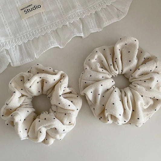 Fashion Simple Minimalistic Classic Polka Dot Scrunchies for Girls Elegant Sweet Hair Ties for Women Ladies Hair Accessories