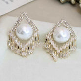 Female Square New Design Rhinestone Imitation Pearl Small Medium Drop Earring Luxurious Dainty Wholesale Daily Jewelry Accessory