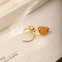 Women Orange Resin 18k Gold-plated Ear Clips Fashion Elegant Dainty Charms Factory Price Low MOQ in Stock Jewelry for Female