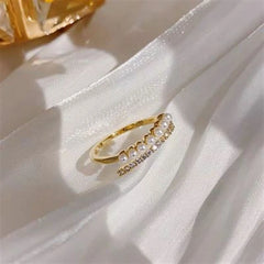 Double-layer Imitation Pearl Rings for Women Japanese Sweet Light Luxury Fashionable Rings Dainty Elegant Jewelry Accessories
