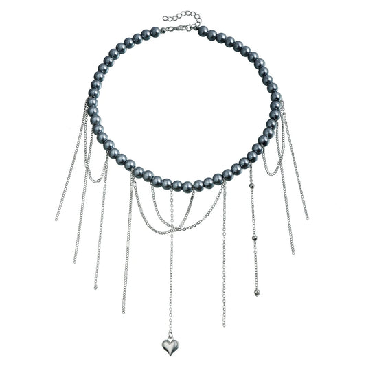 Fashion Tassel Heart Shaped Simple Necklaces for Girls Beads Spicy Sweet Jewelry for Women Ladies Accessories Chinese Supplier