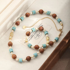 Fashion Copper 18K Gold Plated Beads Necklaces for Girls Sweet Elegant Vacation Jewelry for Women Ladies Wholesale Manufacturer