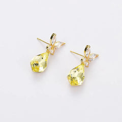 Butterfly Rhinestone Water Drop Earrings for Girls Solid Color Elegant Graceful Jewelry for Women Ladies Accessories Wholesale