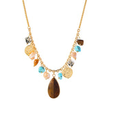Female Tiger Eye Dotted Stone Blue Turquoise Shell Beads Necklace Elegant Fashion Factory Price in Stock Jewelry for Women Daily