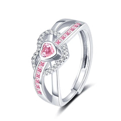 Heart Pink Zircon Rings for Women Adjustable Romantic Love Promise Ring Fashion High-end Jewelry Gift Accessories Wholesale