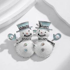 Fashion Christmas Snowman Sweet Trendy Brooches for Girls Stylish Glamorous Cartoon Pins Jewelry for Women Ladies Accessories