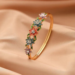 Vintage Floral Flower Art Deco Bangles for Girls Dainty Luxurious Jewelry for Women Ladies Accessories Chinese Suppliers Latest