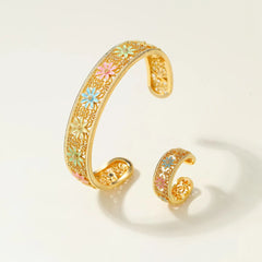 Luxury Simple Classic Trendy Fashion Cuff Bracelets for Girls Elegant Rings Dainty Jewelry Sets for Women Ladies Accessories