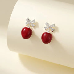 Women Bow Square Pig Cartoon Small Mini Stud Earring Fashion Glitter Cute Lovely Wholesale High Quality Daily Jewelry Accessory