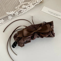 Elegant Vintage Ribbon Bowknot Hair Clips for Girls Solid Color Fashion Winter Banana Clips for Women Ladies Hair Accessories