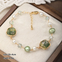 Fashion Freshwater Pearl Crystal Sweet Bracelets for Girls Trendy Elegant Jewelry for Women Ladies Wholesale China Factory
