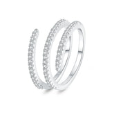 Double Layer Open Ring for Women Adjustable Spiral Band with Cubic Zirconia Light Luxury Elegant Fashion Jewelry Gift Wholesale