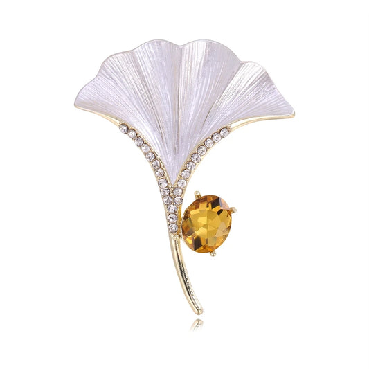 Fashion Plants Gingko Elegant Sweet Brooches for Girls Trendy Stylish Vintage Jewelry for Women Ladies Accessories Wholesale