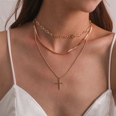 Fashion Cross Sweet Trendy Layered Wearing Necklaces for Girls Stylish Simple Minimalistic Jewelry for Women Ladies Accessories