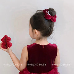 Sweet Fashion Cute Imitation Pearl Bowknot Velvet Hair Ties for Baby Girls Flower Scrunchies for Kids Children Hair Accessories