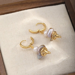 Female Alloy Pearl Purple Earring Elegant Glamorous Charms Low MOQ Factory Price in Stock Jewelry for Women Girls Daily Party