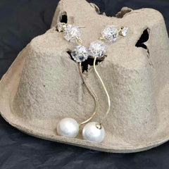 Female Bow Imitation Pearl Rhinestone Drop Earring Fashion Graceful Elegant Charms Wholesale Jewelry Accessories for Causal Use