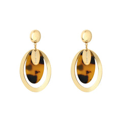 Retro Hoop Earrings Women Leopard Print Geometric Acetate Plate Stud Earrings Light Luxury High-end Fashion Accessories Bulk