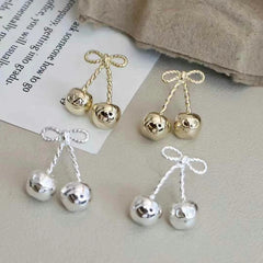 Sweet Cherry Fruit Simple Art Deco Drop Earrings for Girls Glitter Stunning Flower Floral Jewelry for Women Ladies Accessories