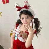 2025 Christmas Sweet Cute Ribbon Bowknot Hair Band for Baby Girls Fluffy Deer Head Band for Kids Children Hair Accessories Chic