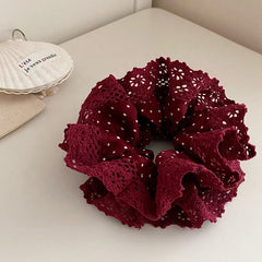 Fashion Mluti Layer Flower Scrunchies for Girls Elegant French Style Trendy Hair Ties for Women Ladies Hair Accessories Chic