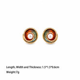 Fashion S925 Silver Freshwater Pearl Copper 18K Gold Plated Hand-Painted Stud Earrings for Girls Jewelry for Women LadyWholesale