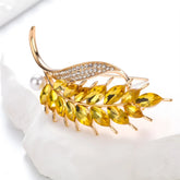 Fashion Glitter Ear of Wheat Rhinestone Brooches for Girls Sweet Trendy Pins Jewelry for Women Ladies Accessories Wholesale