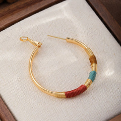 Fashion Vintage Copper 18K Gold Plated S925 Silver Hoop Earrings for Girls Trendy Stylish Jewelry for Women Ladies Wholesale
