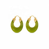 Female Solid Color Brown Green Grey 18k Gold-plated Hoop Earring Vintage Elegant Trendy Fashion Low MOQ Jewelry for Daily Causal